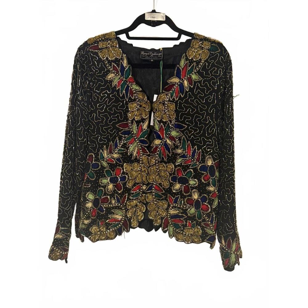 Vintage 70s Silk Beaded Embroidered Blouse